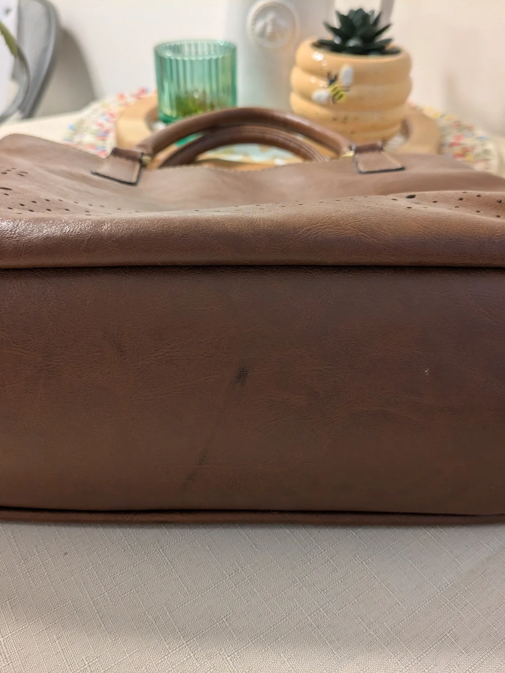 Rosetti Brown Satchel Bag With Crossbody Strap with Floral Cutouts, Coin Purse